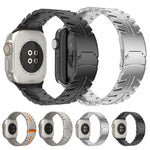 Cinturino per orologio in acciaio al titanio con fibbia a doppia chiusura, For Apple Watch Series 4 44mm, For Apple Watch Series 4 40mm, For Apple Watch Series 3 38mm, For Apple Watch Series 3 42mm, For Apple Watch Series 2 42mm                        ...