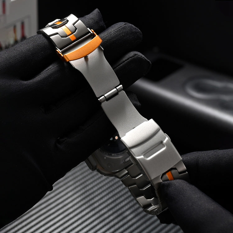 Cinturino per orologio in acciaio al titanio con fibbia a doppia chiusura, For Apple Watch Series 8 41mm, For Apple Watch Series 8 45mm, For Apple Watch SE 2022 40mm, For Apple Watch SE 2022 44mm, For Apple Watch Series 7 41mm                          ...