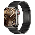 Cinturino per orologio in metallo titanio con barre a molla con articolazione in bambù a perla singola PG65, For Apple Watch Series 10 46mm, For Apple Watch Series 10 42mm, For Apple Watch SE 2023 44mm, For Apple Watch SE 2023 40mm                     ...