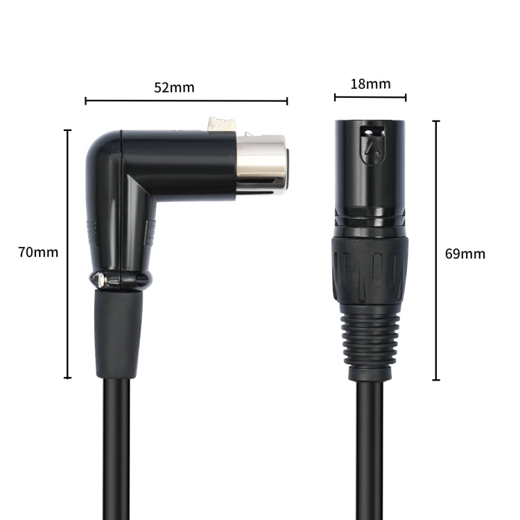 XK041L Cavo audio XLR maschio dritto a gomito femmina a 3 pin, 0.3m, 1m, 2m, 3m, 5m, 10m
