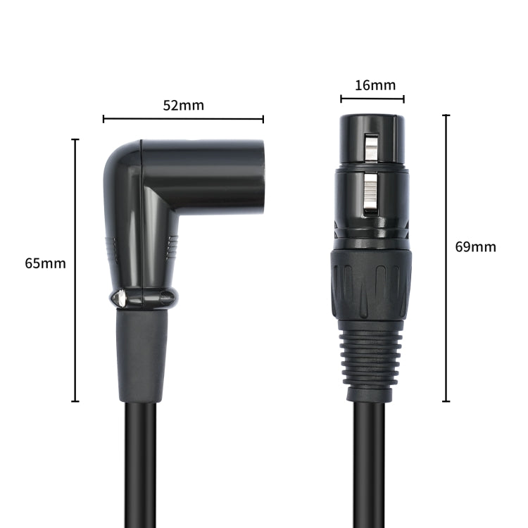 XK042L Cavo audio XLR femmina dritto a gomito maschio a 3 pin, 0.3m, 1m, 2m, 3m, 5m, 10m