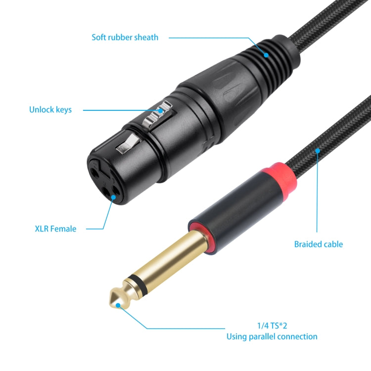 Cavo audio Y XLR femmina a doppio 6,35 mm TRS maschio