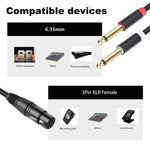 Cavo audio Y XLR femmina a doppio 6,35 mm TRS maschio