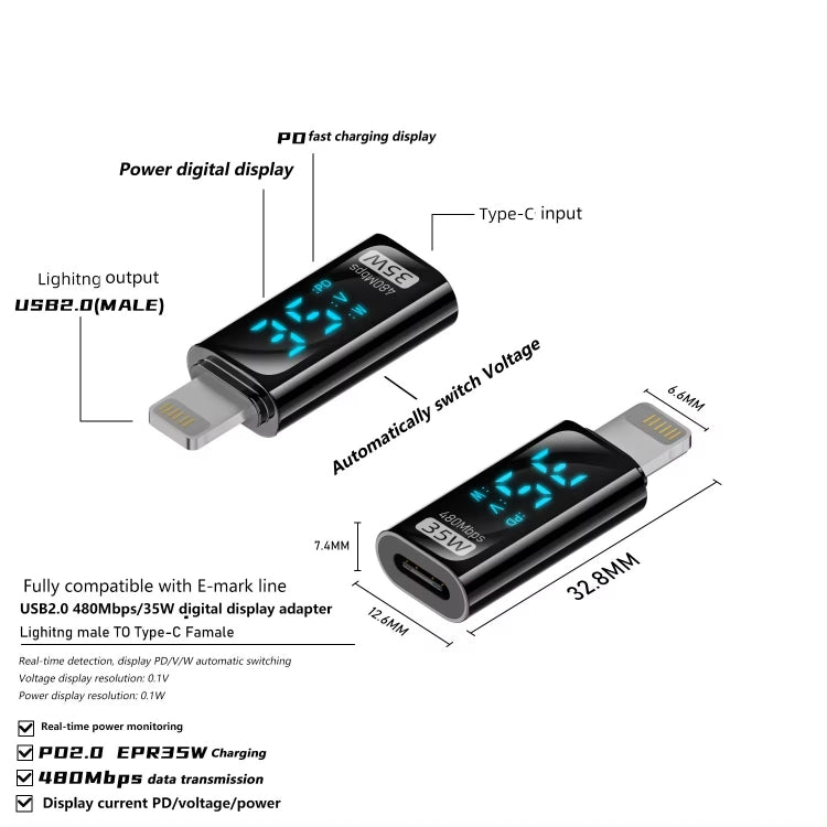 Adattatore ricarica digitale 35W e 140W per 8 Pin e Type-C