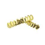 Accessori Hip Hop Set di denti d'oro Placcatura in oro reale Set di protesi superiore liscio superiore otto inferiore sei