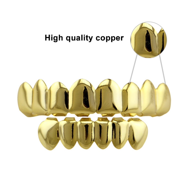 Accessori Hip Hop Set di denti d'oro Placcatura in oro reale Set di protesi superiore liscio superiore otto inferiore sei