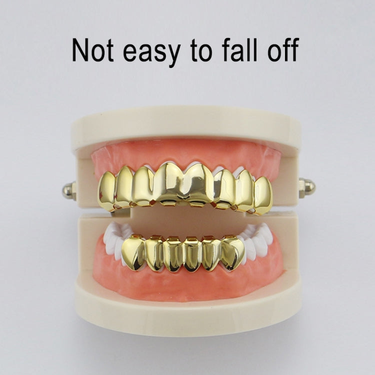Accessori Hip Hop Set di denti d'oro Placcatura in oro reale Set di protesi superiore liscio superiore otto inferiore sei