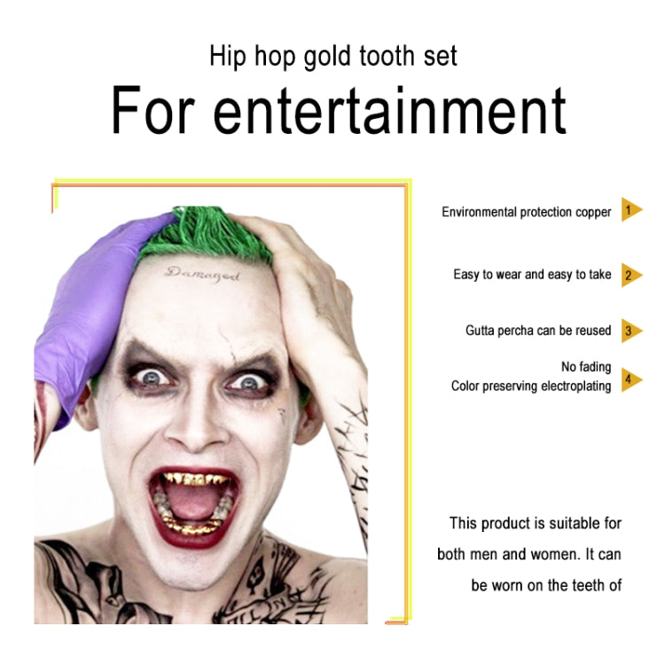 Accessori Hip Hop Set di denti d'oro Placcatura in oro reale Set di protesi superiore liscio superiore otto inferiore sei
