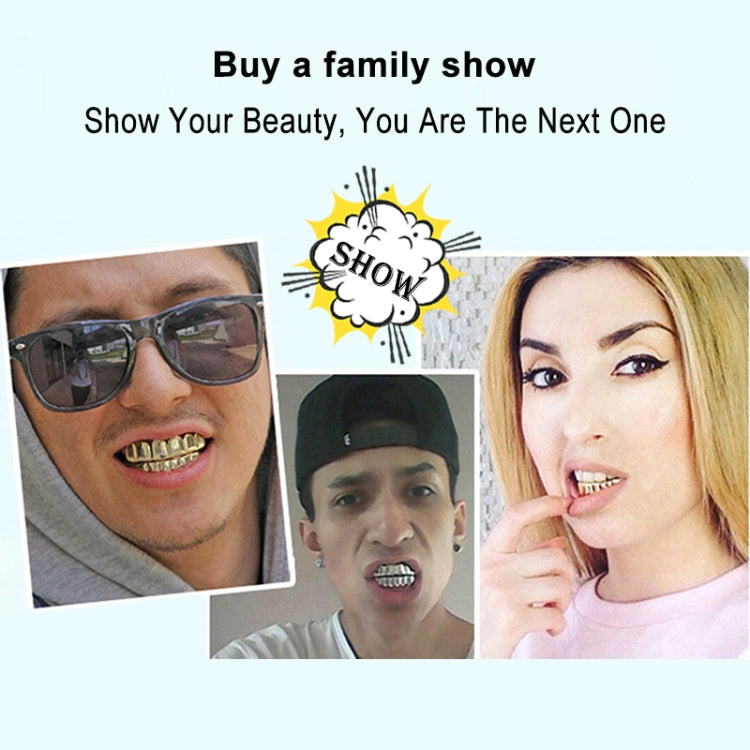 Accessori Hip Hop Set di denti d'oro Placcatura in oro reale Set di protesi superiore liscio superiore otto inferiore sei