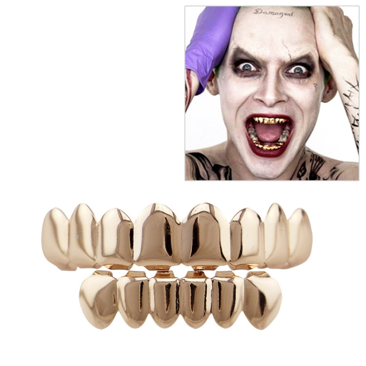 Accessori Hip Hop Set di denti d'oro Placcatura in oro reale Set di protesi superiore liscio superiore otto inferiore sei