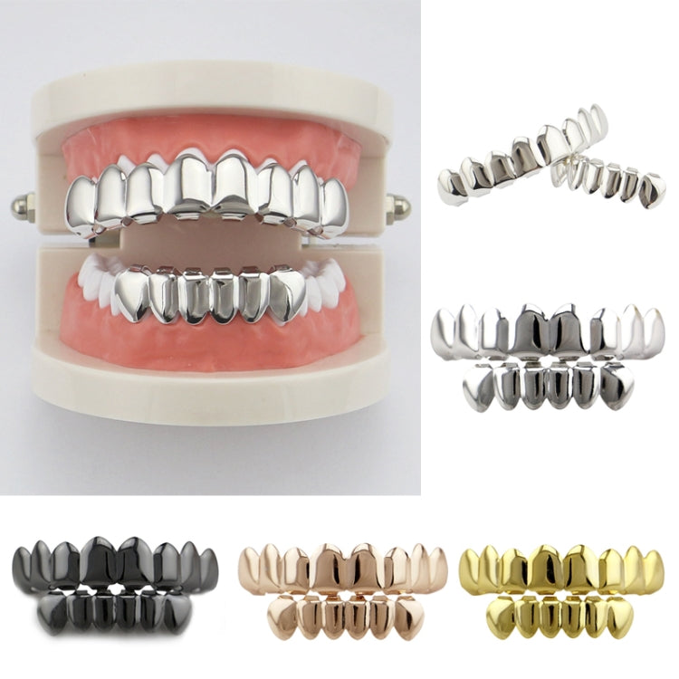 Accessori Hip Hop Set di denti d'oro Placcatura in oro reale Set di protesi superiore liscio superiore otto inferiore sei