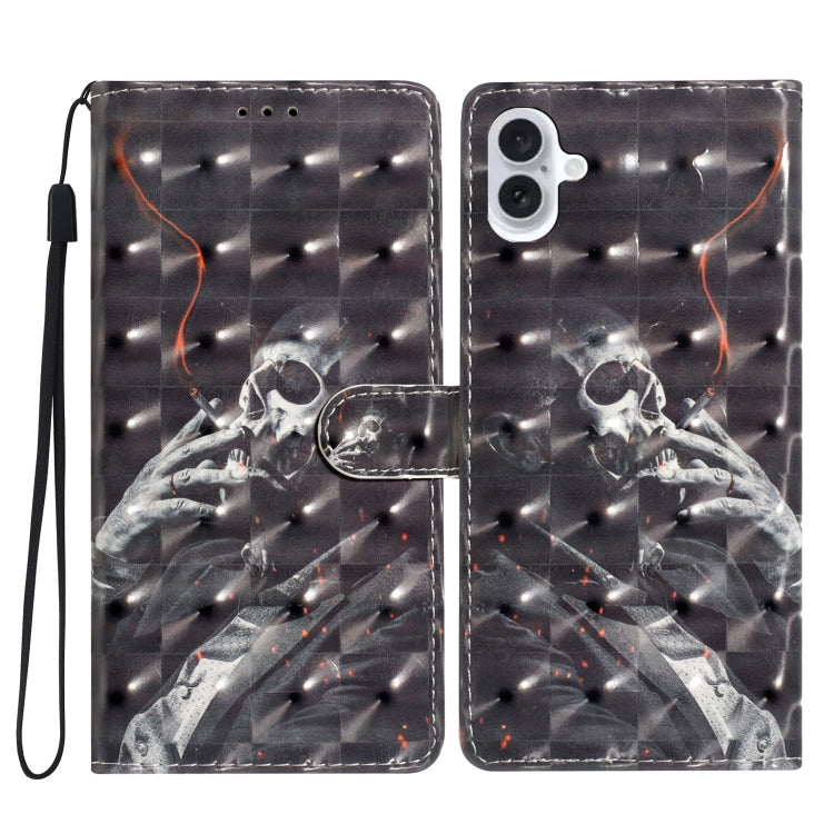 Custodia per telefono in pelle con motivo 3D, For iPhone 16 Plus, For iPhone 16