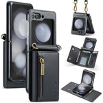 Custodia in pelle staccabile multischeda con cerniera RFID per Galaxy Z Flip8 5G