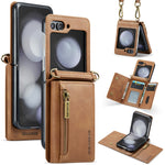 Custodia in pelle staccabile multischeda con cerniera RFID per Galaxy Z Flip8 5G