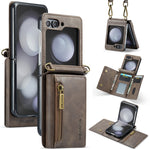 Custodia in pelle staccabile multischeda con cerniera RFID per Galaxy Z Flip8 5G