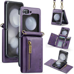 Custodia in pelle staccabile multischeda con cerniera RFID per Galaxy Z Flip8 5G
