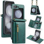 Custodia in pelle staccabile multischeda con cerniera RFID per Galaxy Z Flip8 5G