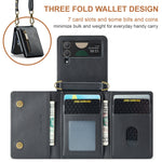 Custodia per telefono in pelle staccabile multischeda con cerniera RFID serie DG.MING M5 con cordino lungo, For Samsung Galaxy Z Flip4 5G, For Samsung Galaxy Z Flip3 5G