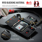 Custodia per telefono in pelle staccabile multischeda con cerniera RFID serie DG.MING M5 con cordino lungo, For Samsung Galaxy Z Flip4 5G, For Samsung Galaxy Z Flip3 5G