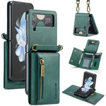Custodia per telefono in pelle staccabile multischeda con cerniera RFID serie DG.MING M5 con cordino lungo, For Samsung Galaxy Z Flip4 5G, For Samsung Galaxy Z Flip3 5G