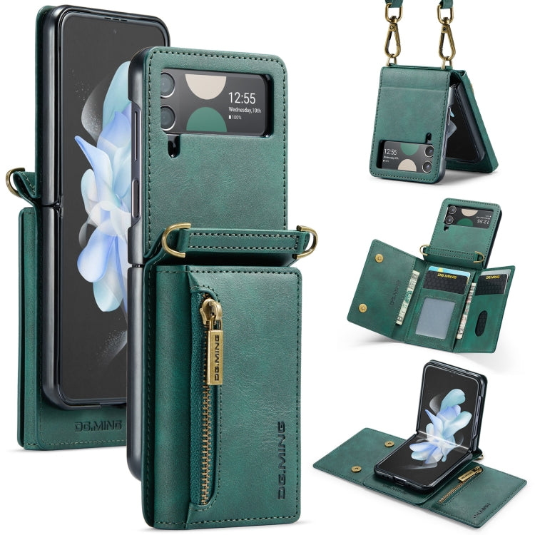 Custodia per telefono in pelle staccabile multischeda con cerniera RFID serie DG.MING M5 con cordino lungo, For Samsung Galaxy Z Flip4 5G, For Samsung Galaxy Z Flip3 5G