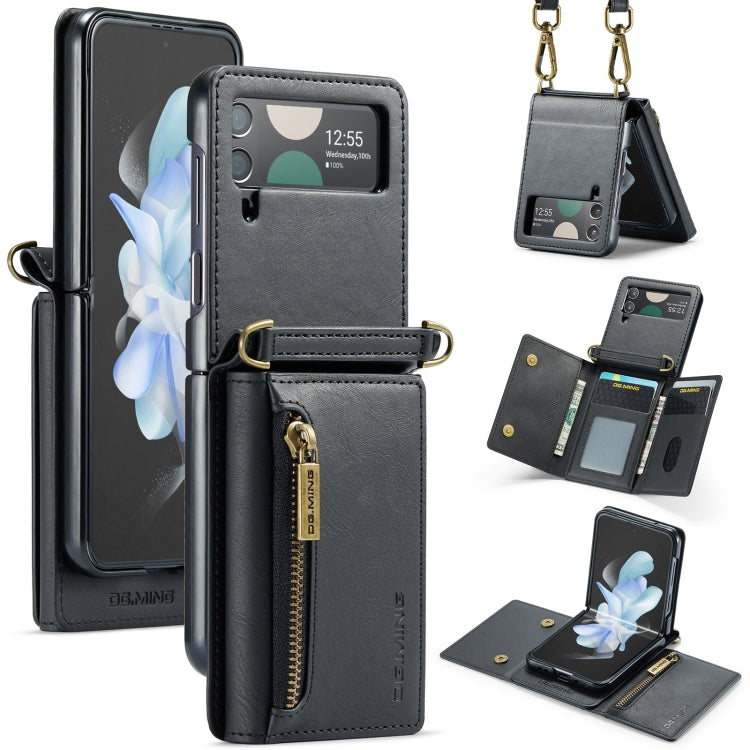Custodia per telefono in pelle staccabile multischeda con cerniera RFID serie DG.MING M5 con cordino lungo, For Samsung Galaxy Z Flip4 5G, For Samsung Galaxy Z Flip3 5G