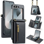 Custodia in pelle staccabile multischeda con cerniera RFID per Galaxy Z Flip8 5G