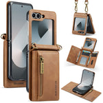 Custodia in pelle staccabile multischeda con cerniera RFID per Galaxy Z Flip8 5G