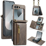 Custodia in pelle staccabile multischeda con cerniera RFID per Galaxy Z Flip8 5G