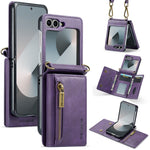 Custodia in pelle staccabile multischeda con cerniera RFID per Galaxy Z Flip8 5G