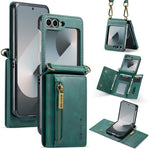 Custodia in pelle staccabile multischeda con cerniera RFID per Galaxy Z Flip8 5G