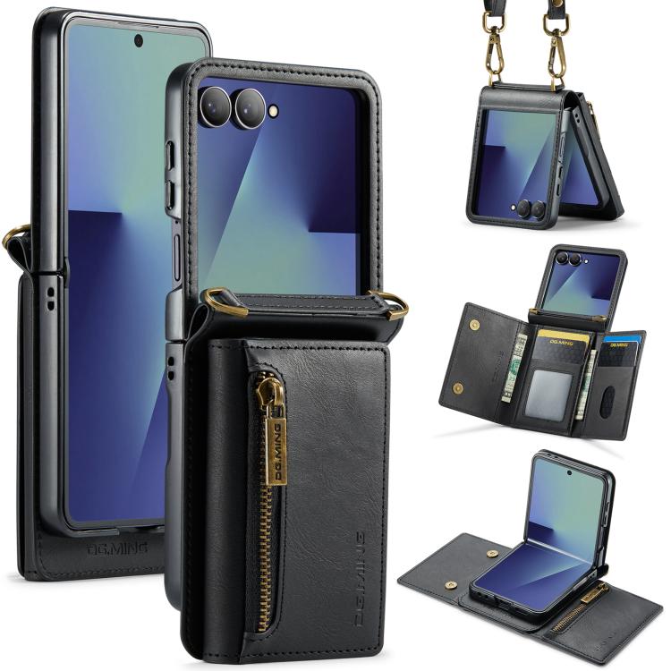 Custodia in pelle staccabile multischeda con cerniera RFID per Galaxy Z Flip8 5G