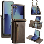 Custodia in pelle staccabile multischeda con cerniera RFID per Galaxy Z Flip8 5G