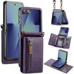 Custodia in pelle staccabile multischeda con cerniera RFID per Galaxy Z Flip8 5G