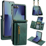 Custodia in pelle staccabile multischeda con cerniera RFID per Galaxy Z Flip8 5G