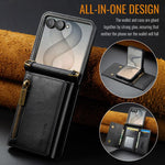 Custodia in pelle staccabile multischeda con cerniera RFID per Galaxy Z Flip8 5G