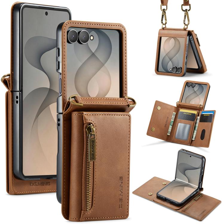 Custodia in pelle staccabile multischeda con cerniera RFID per Galaxy Z Flip8 5G