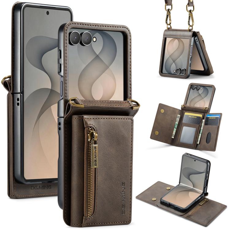 Custodia in pelle staccabile multischeda con cerniera RFID per Galaxy Z Flip8 5G