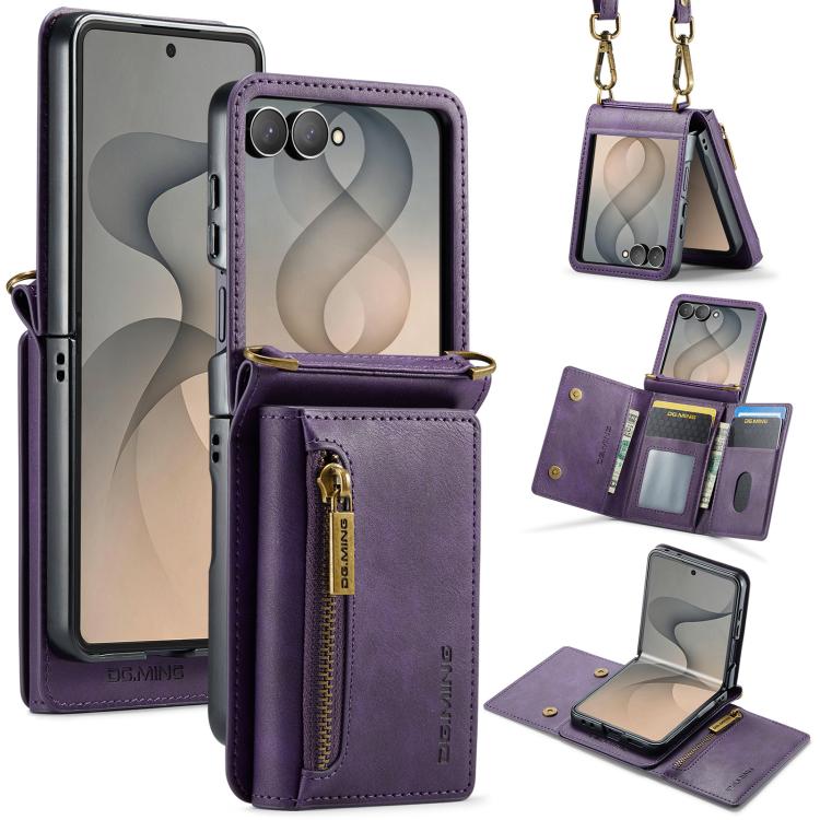 Custodia in pelle staccabile multischeda con cerniera RFID per Galaxy Z Flip8 5G