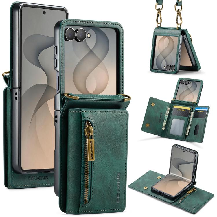 Custodia in pelle staccabile multischeda con cerniera RFID per Galaxy Z Flip8 5G