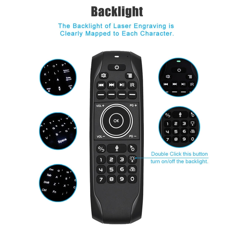 G7V Pro 2.4GHz Fly Air Mouse LED retroilluminazione tastiera wireless telecomando con giroscopio per Android TV Box/PC, supporto voce intelligente