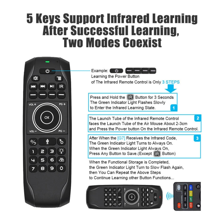 G7V Pro 2.4GHz Fly Air Mouse LED retroilluminazione tastiera wireless telecomando con giroscopio per Android TV Box/PC, supporto voce intelligente