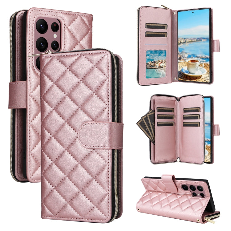 Custodia in pelle con fibbia a torre e cerniera per Samsung Galaxy S22 Ultra 5G