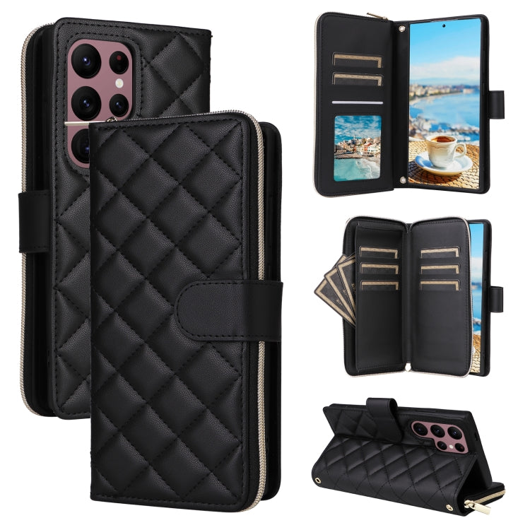 Custodia in pelle con fibbia a torre e cerniera per Samsung Galaxy S22 Ultra 5G