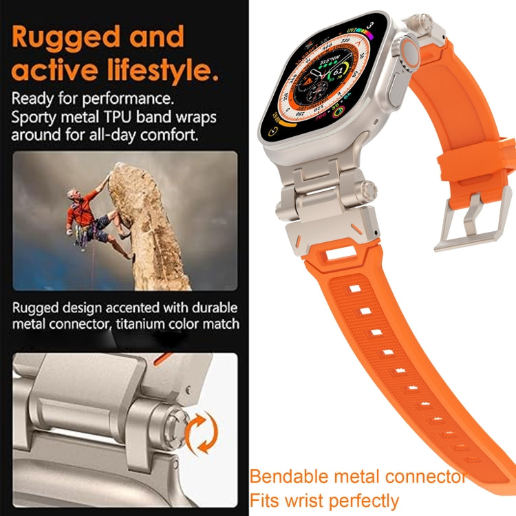 Cinturino per orologio in TPU con connettore in acciaio inossidabile, For Apple Watch Ultra 49mm