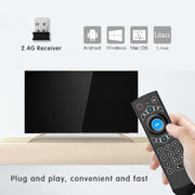 G21 2.4GHz Fly Air Mouse LED retroilluminazione tastiera wireless telecomando con giroscopio per Android TV Box/PC, supporto voce intelligente, Orange