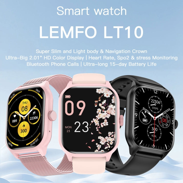 Lo smartwatch con schermo TFT da 2,01 pollici LEMFO LT10 supporta chiamate Bluetooth/monitoraggio della salute, Steel Strap, Silicone Strap