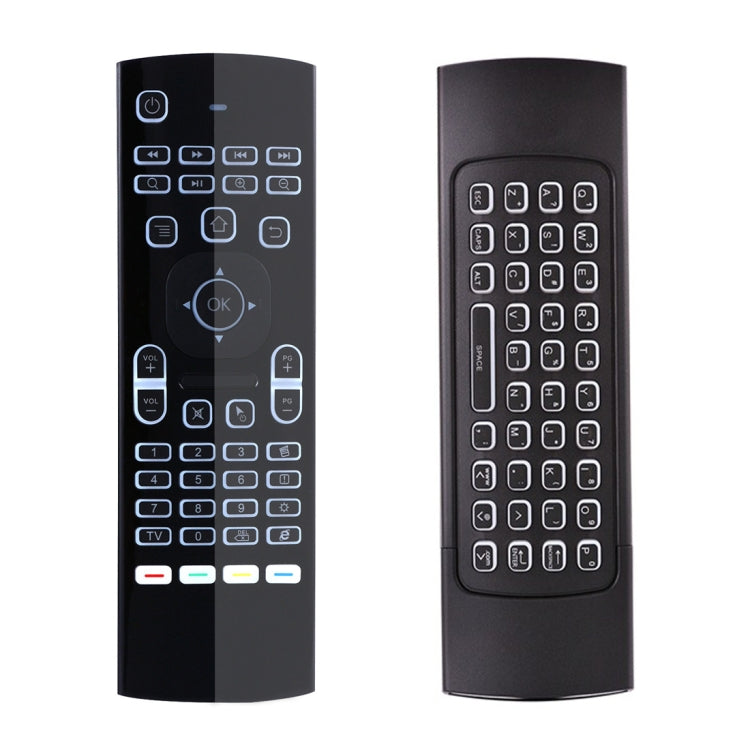 MX3 2.4GHz Fly Air Mouse LED retroilluminazione tastiera wireless telecomando con giroscopio per Android TV Box/PC