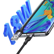 Cavo dati USAMS SJ718 3A da USB a USB-C/Type-C in lega di alluminio, lunghezza: 1,2 m, SJ718