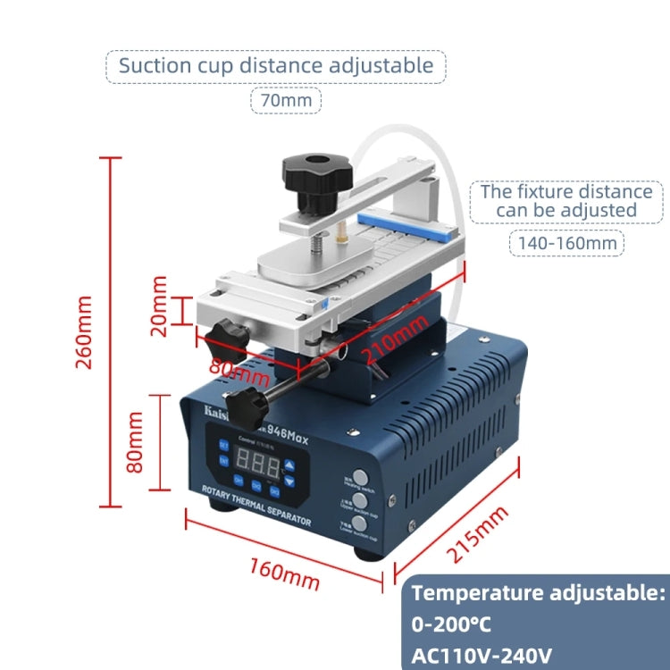 Kaisi 946 Max Dual Vacuum Pump LCD Separator Rotary Thermal Machine, US Plug, EU Plug, UK Plug